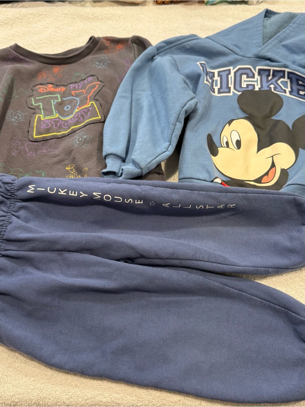Disney Blue Mickey Toy Story Boys Matching Set Bundle 2T 3T Sweatshirt Sweatpant